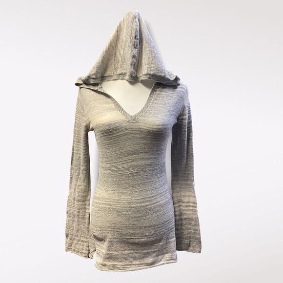 Prana |  Women's Gray Hooded Light Sweater - Picture 2 of 4